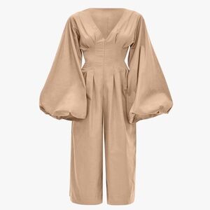 NWT Andrea Iyamah Nia Culotte Jumpsuit Nude Size Large